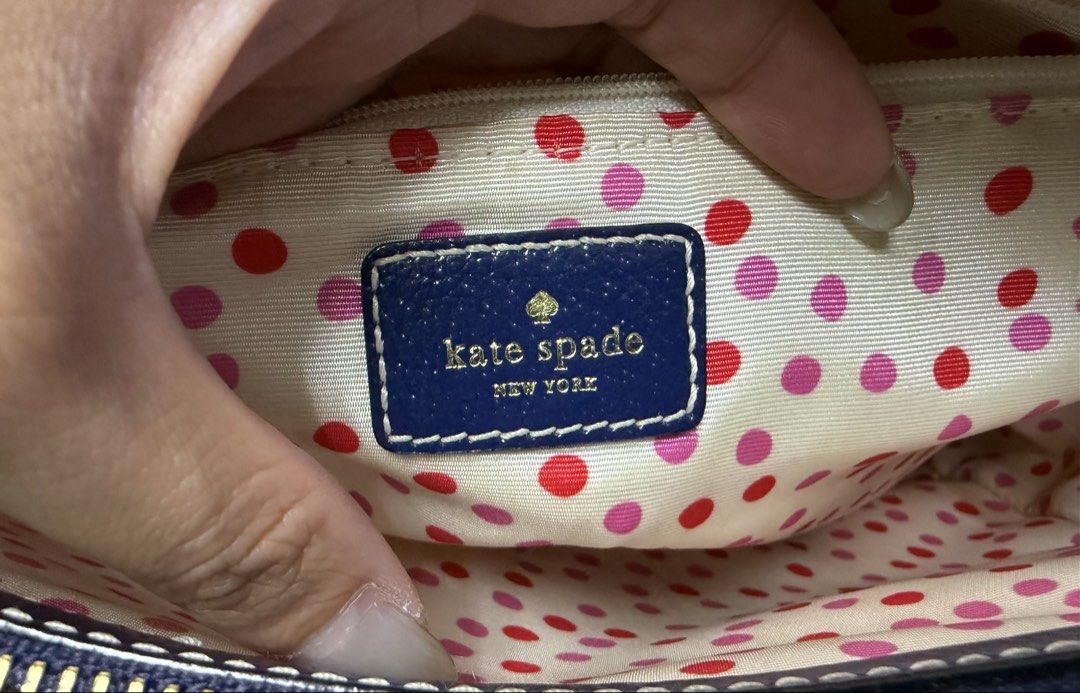 KATE SPADE 深藍色 牛皮 亮面 方包 手提 肩背包 保證正品