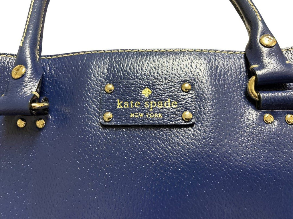 KATE SPADE 深藍色 牛皮 亮面 方包 手提 肩背包 保證正品