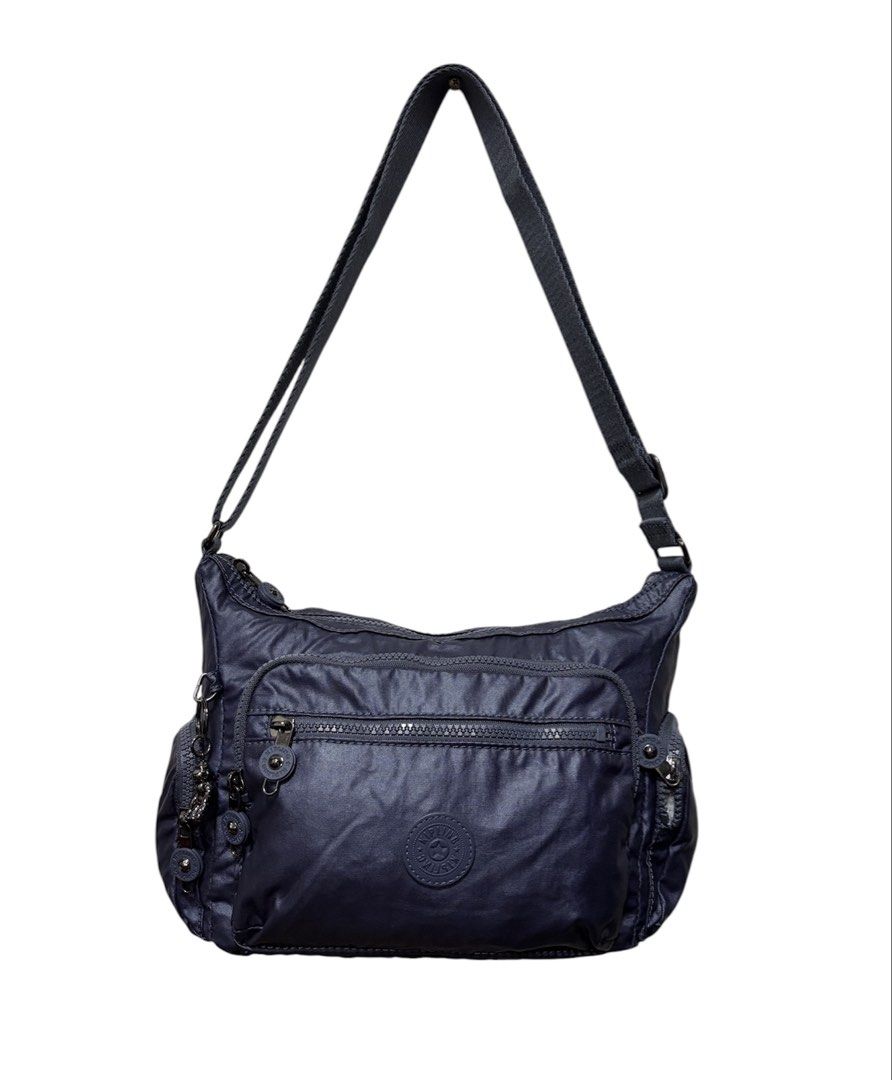 KIPLING 灰深藍 多袋 斜背包
