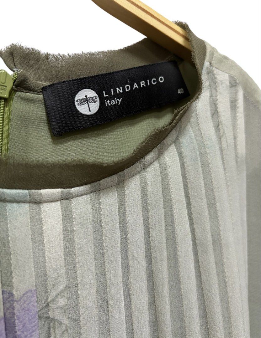 LINDARICO 花卉 絲質 七分袖 洋裝