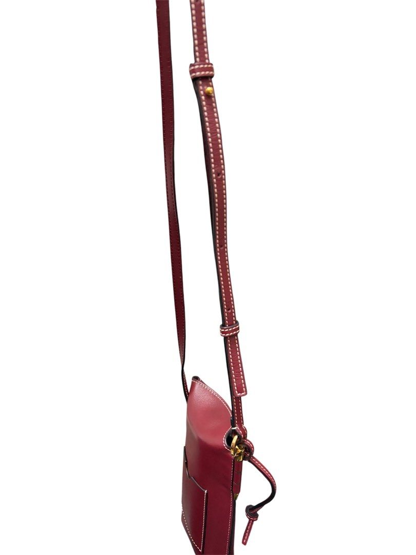 LOEWE 酒紅色 磁吸 手機 斜背包 保證正品