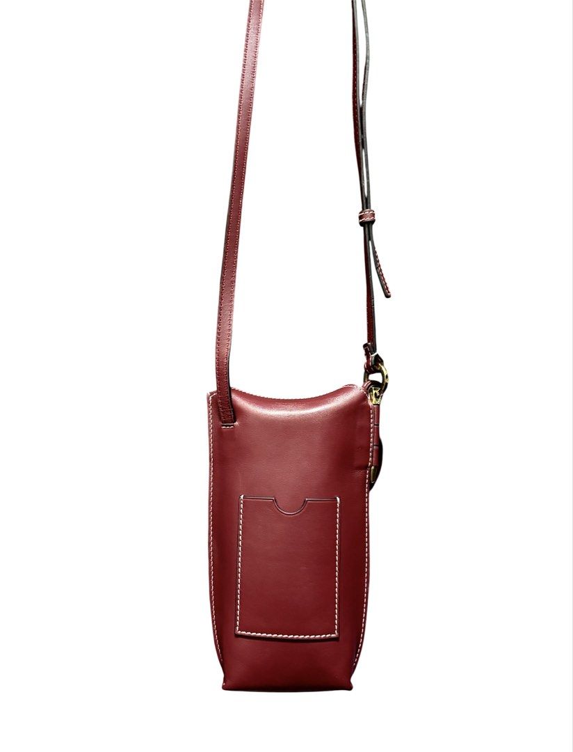 LOEWE 酒紅色 磁吸 手機 斜背包 保證正品