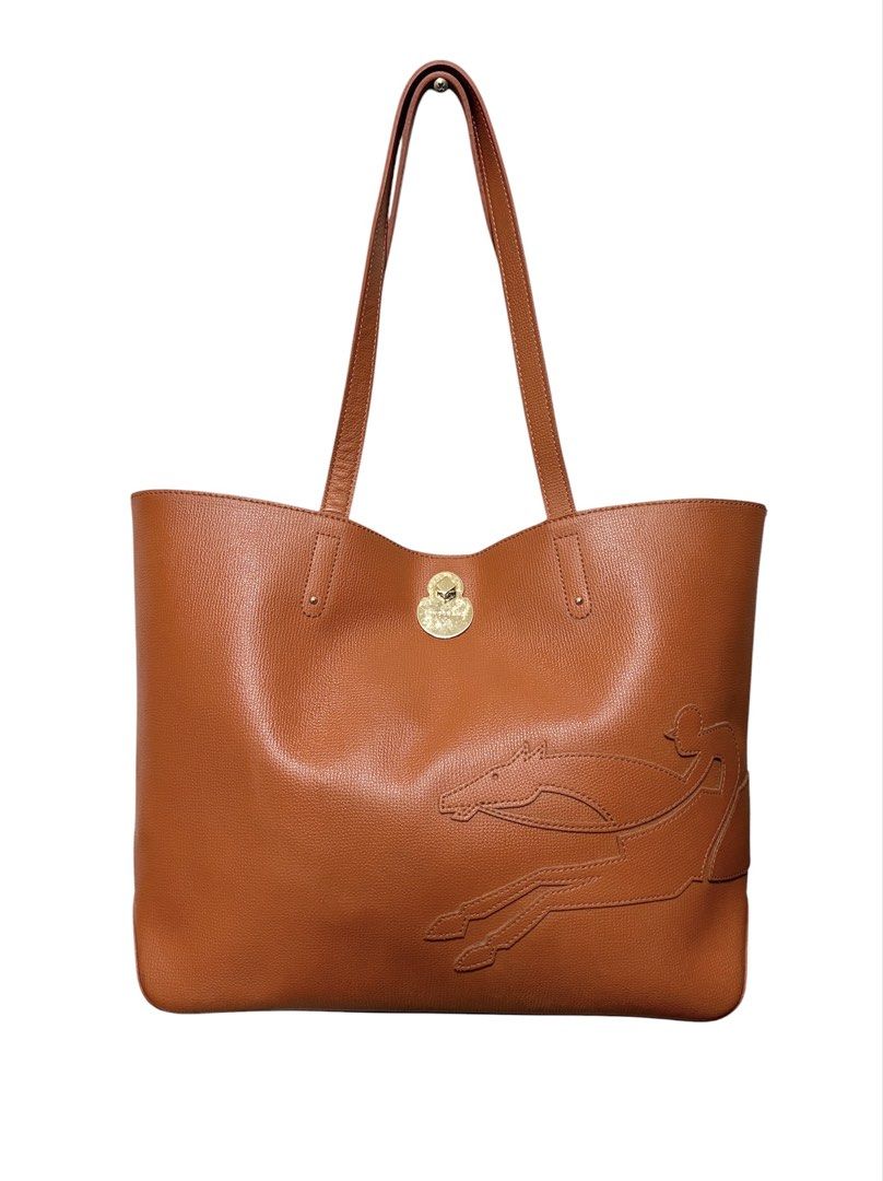 LONGCHAMP 棕色 扣式 托特包 保證正品