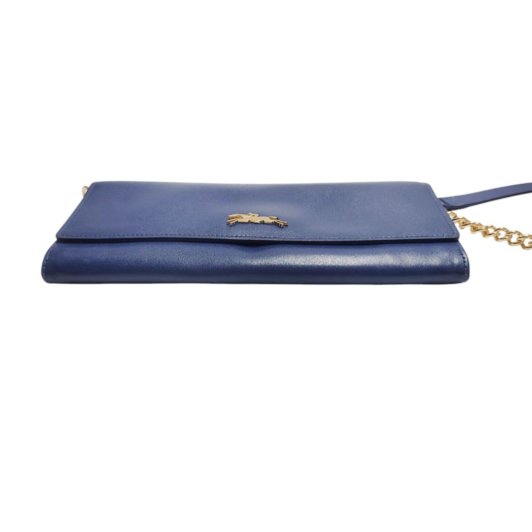 LONGCHAMP 斜背包 寶藍色 長夾 鏈條包 保證正品