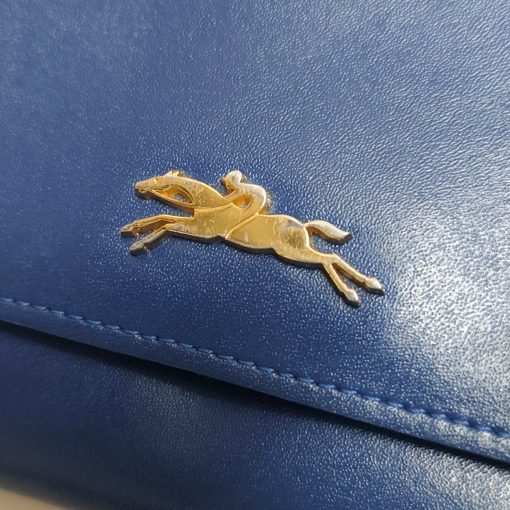 LONGCHAMP 斜背包 寶藍色 長夾 鏈條包 保證正品
