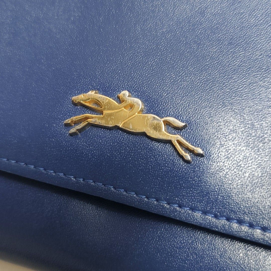 LONGCHAMP 斜背包 寶藍色 長夾 鏈條包 保證正品