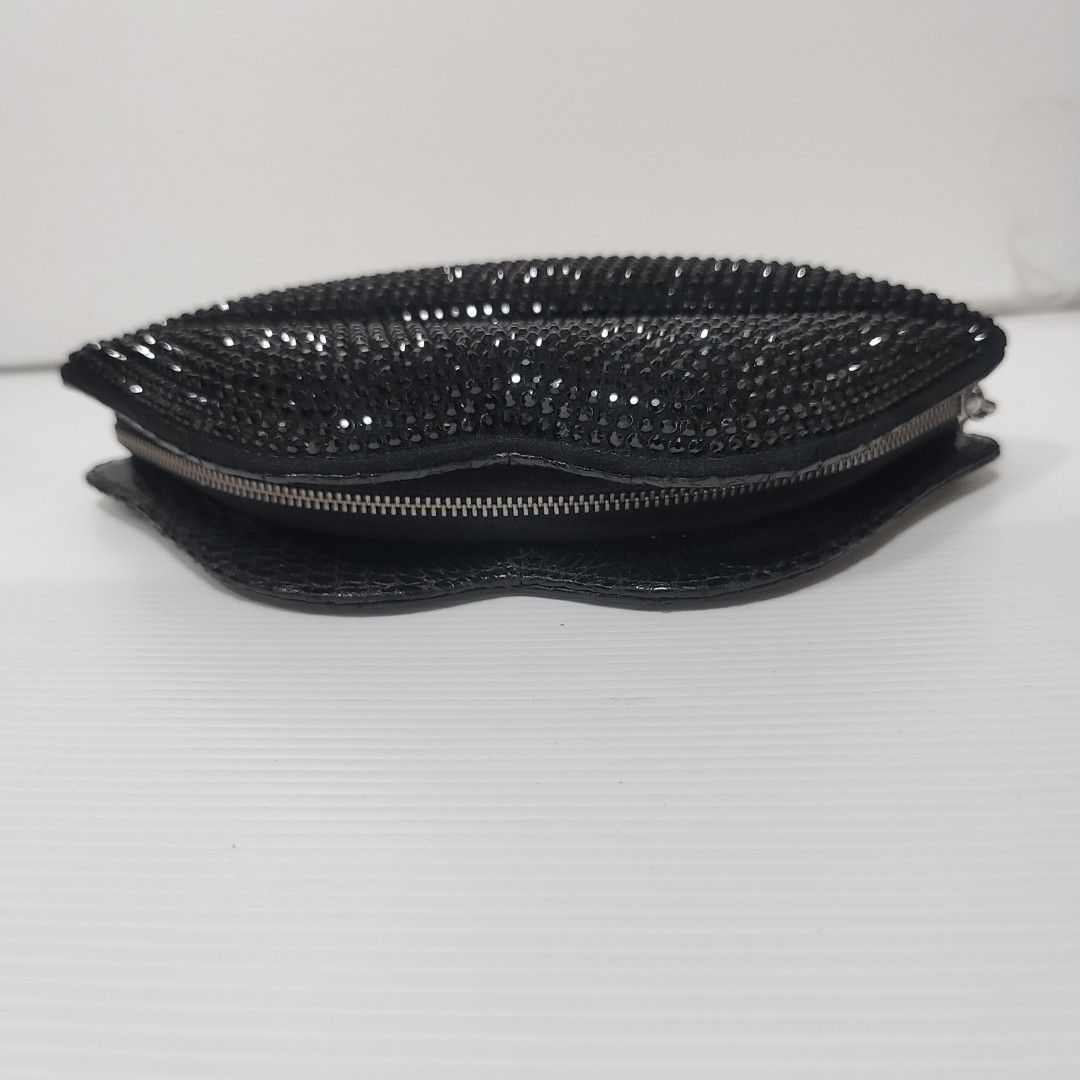 LULU GUINNESS 閃亮 黑色 嘴唇 錢包 零錢包 收納包 手拿包 保證正品