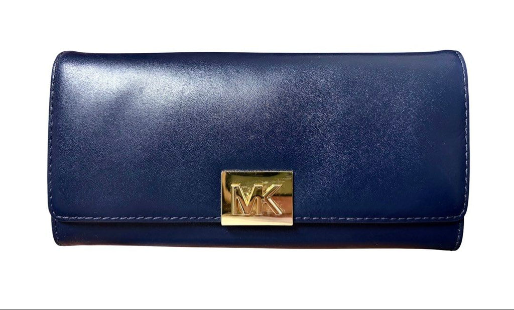 MICHAEL KORS 深藍色 扣式 長夾 保證正品
