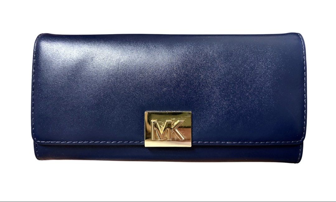 MICHAEL KORS 深藍色 扣式 長夾 保證正品