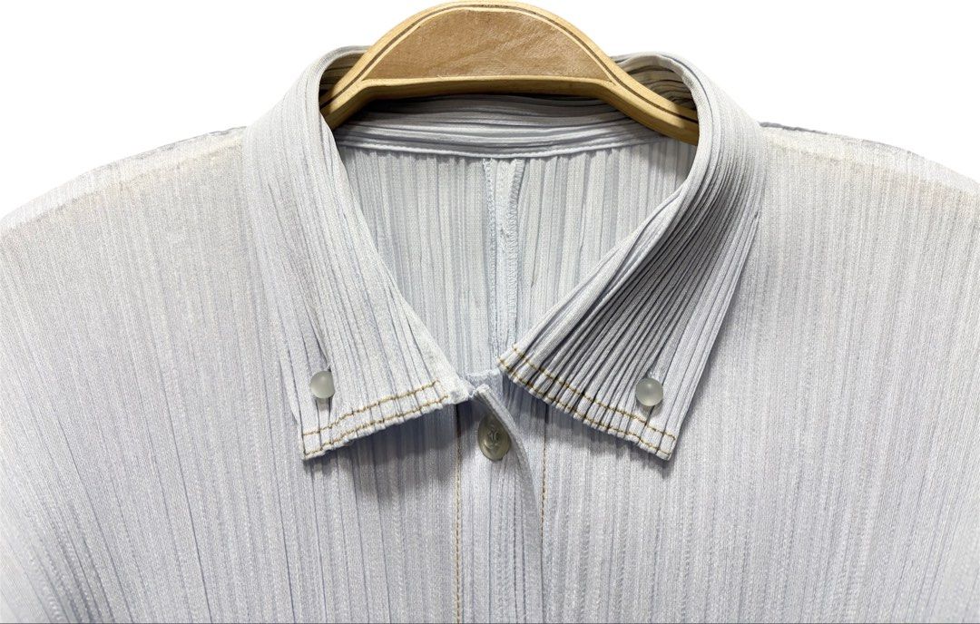 PLEATS PLEASE PP ISSEY MIYAKE 三宅 摺衣 皺褶 淡水藍 長袖 上衣 3號 保證正品
