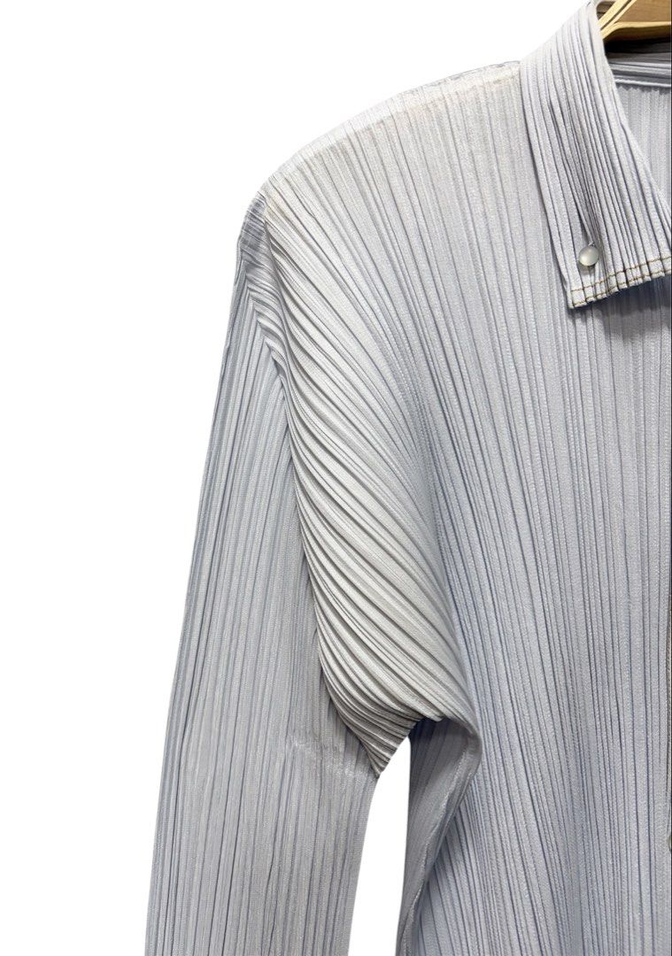 PLEATS PLEASE PP ISSEY MIYAKE 三宅 摺衣 皺褶 淡水藍 長袖 上衣 3號 保證正品
