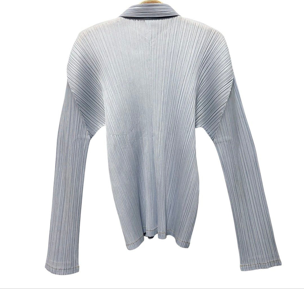 PLEATS PLEASE PP ISSEY MIYAKE 三宅 摺衣 皺褶 淡水藍 長袖 上衣 3號 保證正品
