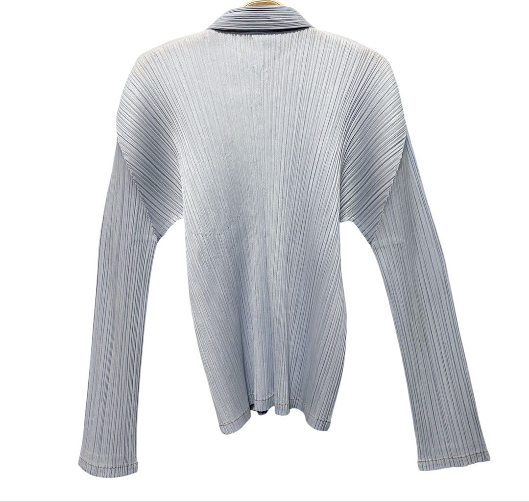 PLEATS PLEASE PP ISSEY MIYAKE 三宅 摺衣 皺褶 淡水藍 長袖 上衣 3號 保證正品