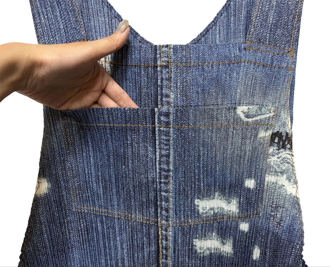 PLEATS PLEASE PP ISSEY MIYAKE 三宅 摺衣 皺褶 仿牛仔 連身褲裝 4號 保證正品