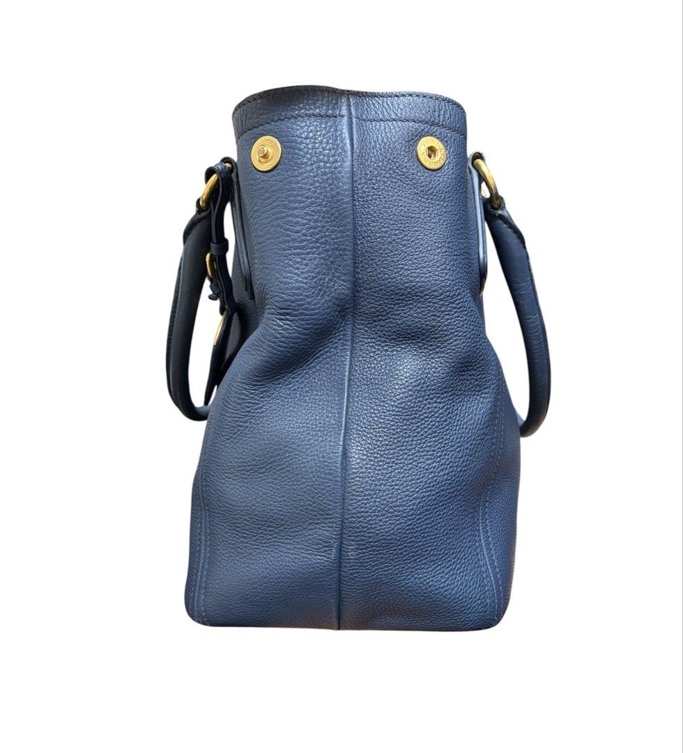 PRADA 深藍色 荔枝紋 牛皮 手提 肩背包 保證正品