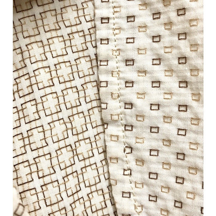 CERRUTI 米色 小方格圖案 長袖 襯衫 XL號