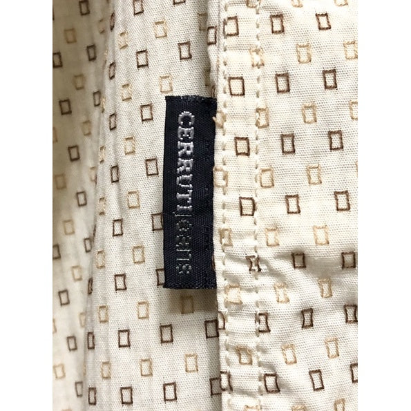CERRUTI 米色 小方格圖案 長袖 襯衫 XL號