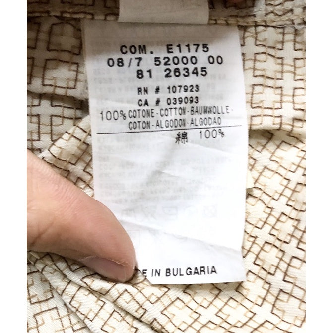 CERRUTI 米色 小方格圖案 長袖 襯衫 XL號