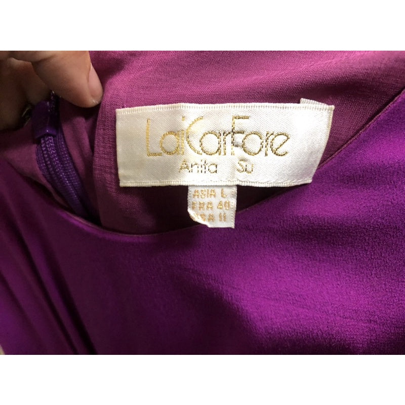 LAICARFORE 紫色 真絲 桑蠶絲 小洋裝 喜宴 正式場合 L號