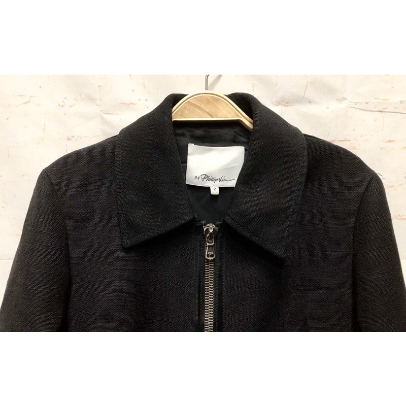 3.1 PHILLIP LIM 設計師品牌 黑色 麻料 長版外套 美碼2號(XS)