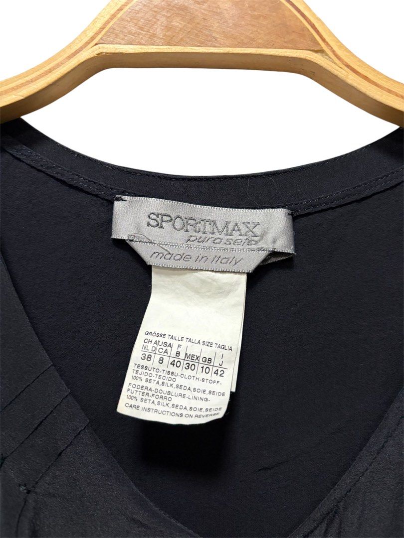 SPORTMAX 黑色 絲質 短袖 假兩件 上衣
