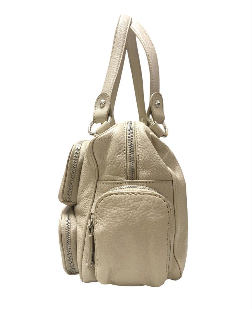 TOD’S 奶灰色 荔枝紋 手提包 保證正品