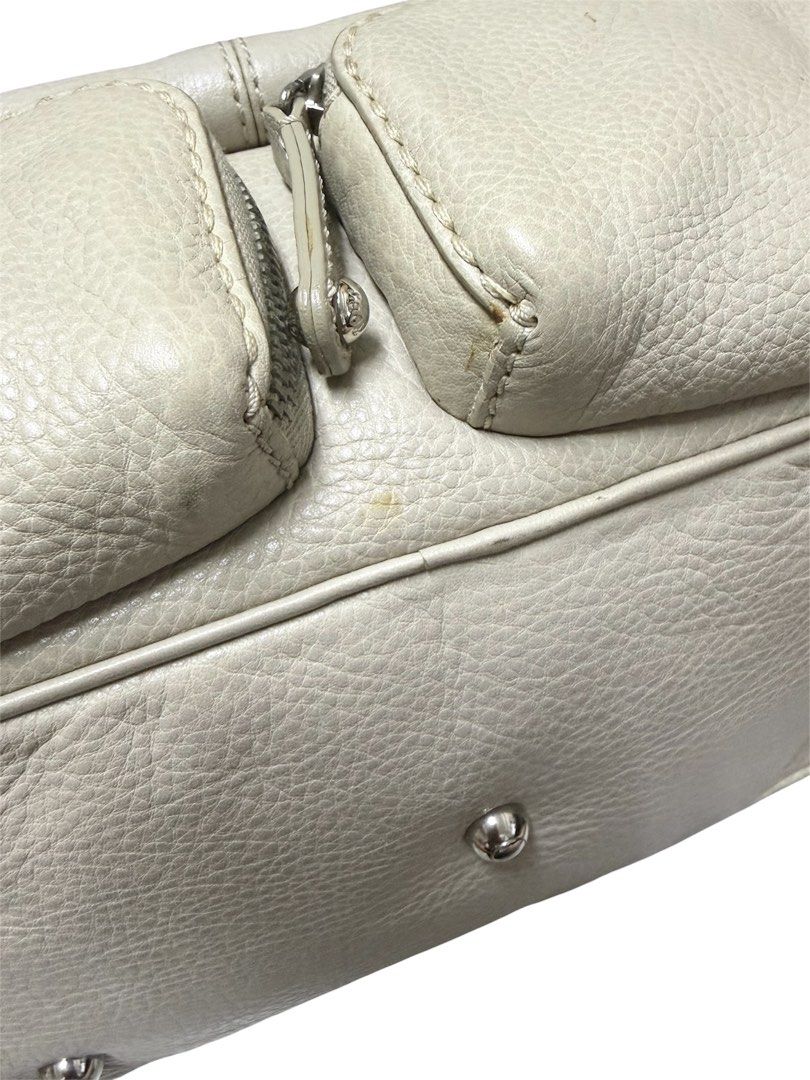 TOD’S 奶灰色 荔枝紋 手提包 保證正品