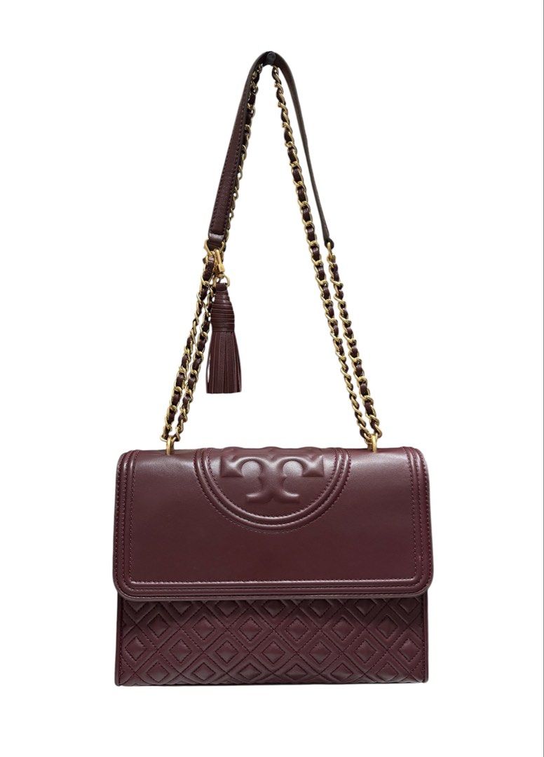 TORY BURCH 酒紅色 磁吸扣 鏈帶 包 保證正品