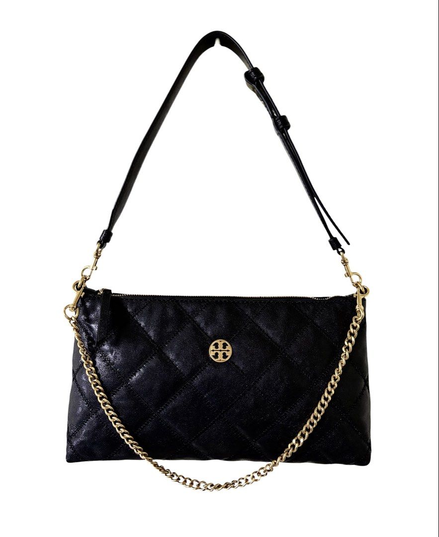 近新品❗️❗️❗️TORY BURCH 黑色 菱格紋 肩背 腋下 包 保證正品