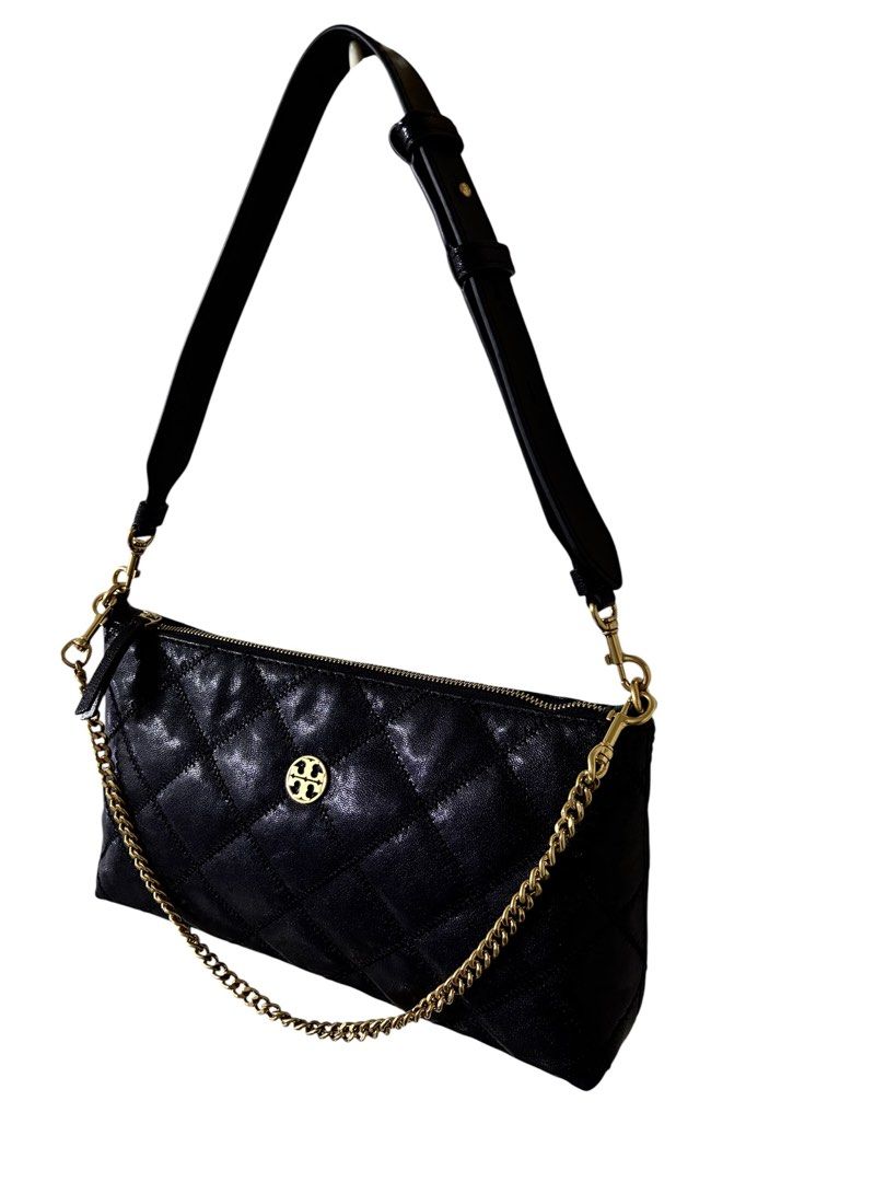 近新品❗️❗️❗️TORY BURCH 黑色 菱格紋 肩背 腋下 包 保證正品