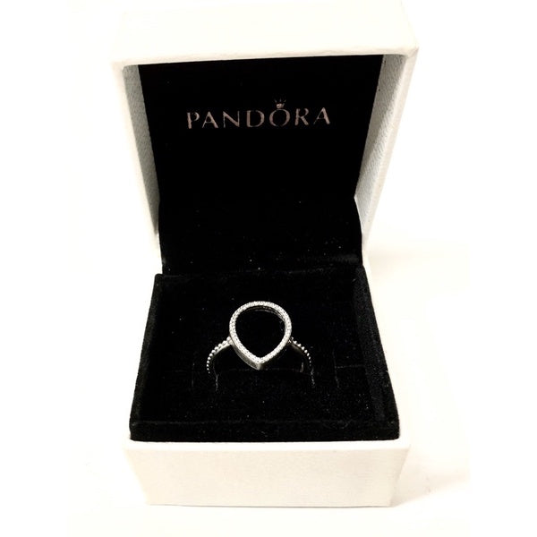 PANDORA 水滴型 鑲鑽 S925銀 戒指 有盒 保證正品