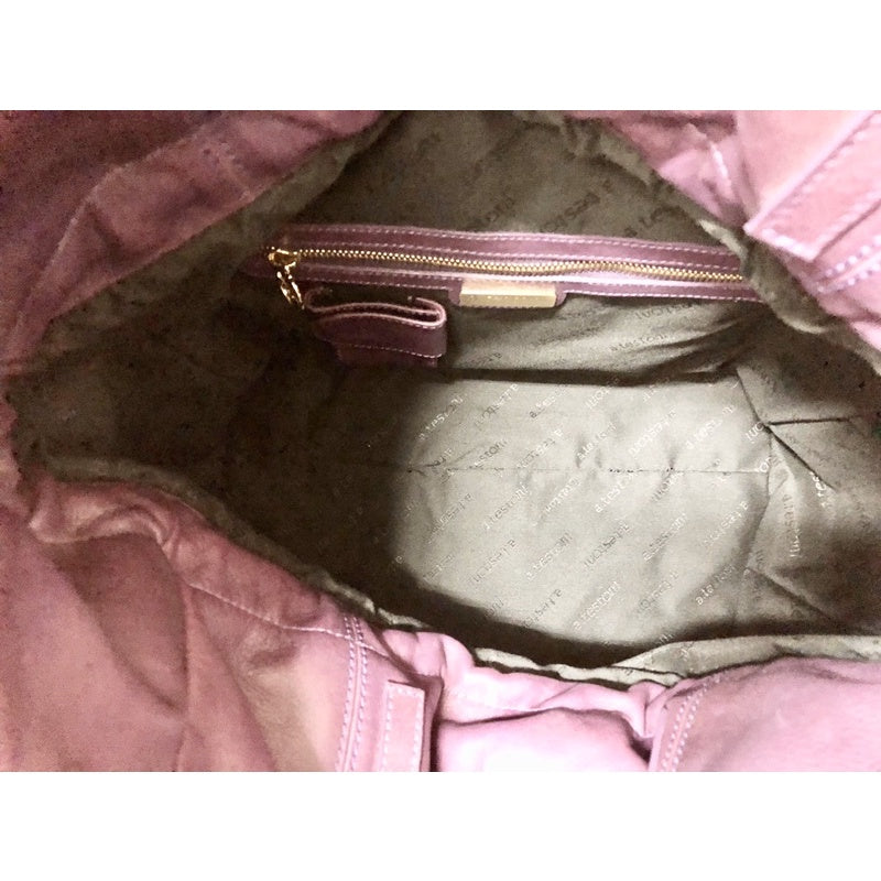 A.TESTONI 真皮 義大利製 紫色 大肩背包 手提包 保證正品