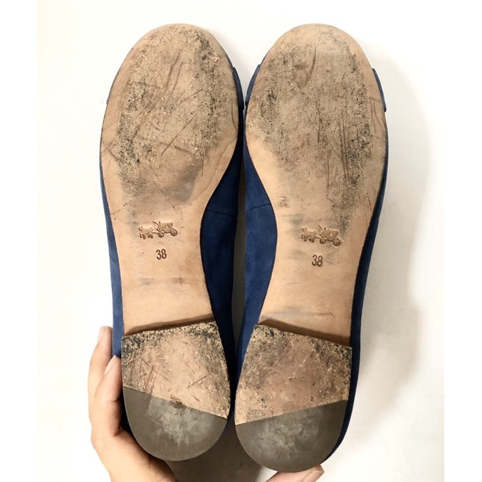 COACH 寶藍色 麂皮 娃娃鞋 平底鞋 38號 保證正品