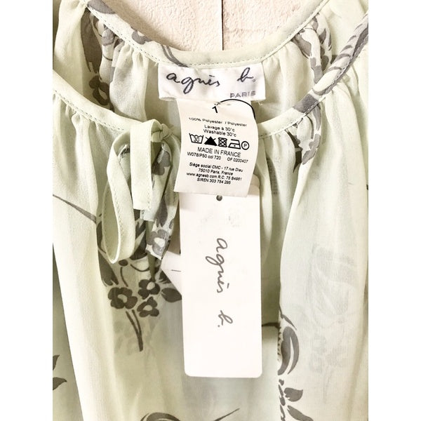 AGNES B. 淺綠色 雪紡 花朵 上衣 全新 吊牌在 保證正品