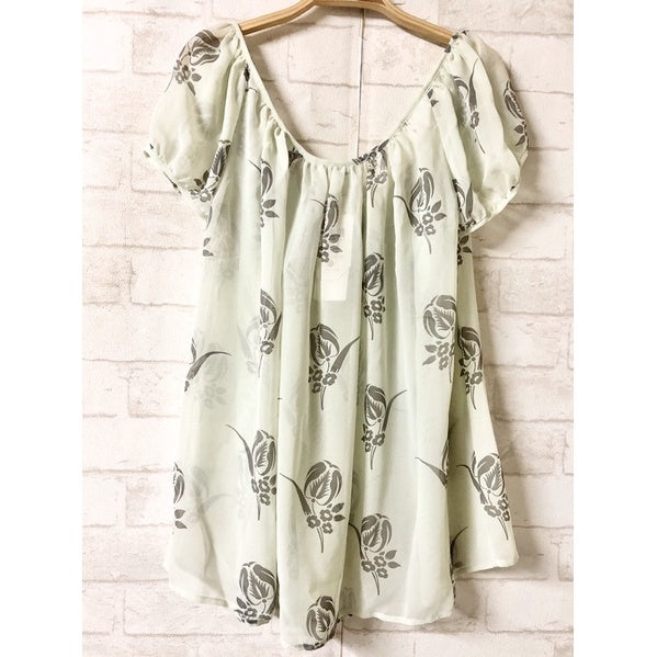 AGNES B. 淺綠色 雪紡 花朵 上衣 全新 吊牌在 保證正品