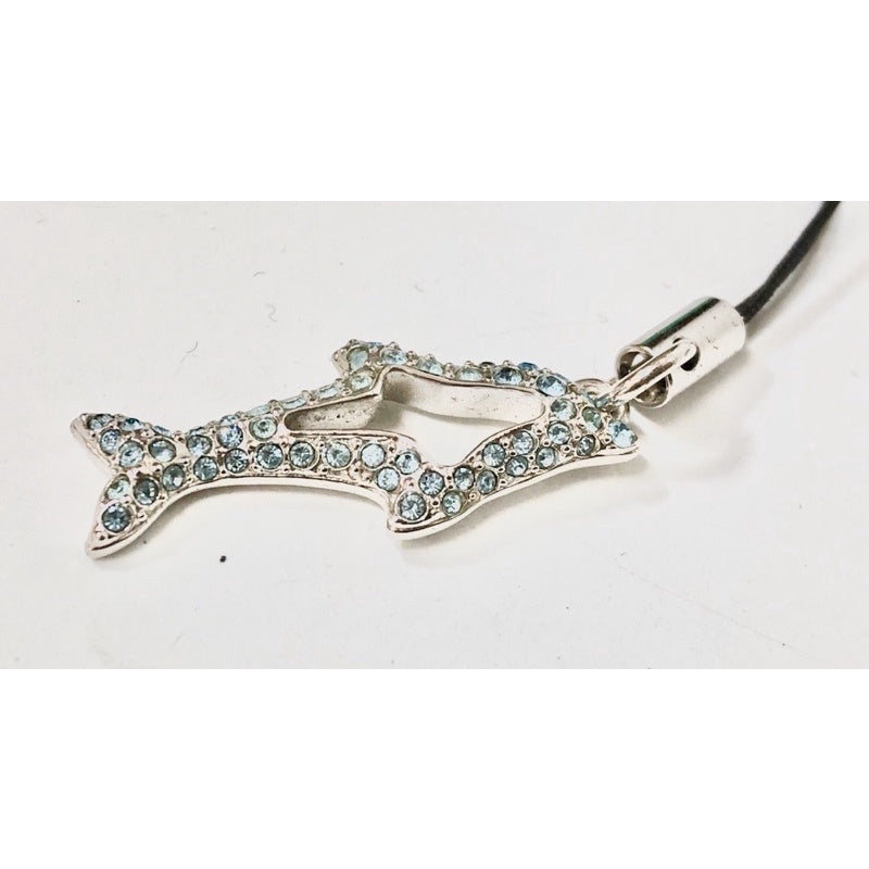 SWAROVSKI 施華洛世奇 藍水鑽 海豚 鯨魚 吊飾 有盒