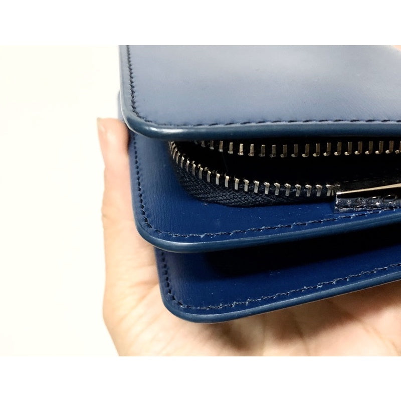 TOD’S 藍色 經典雙T 真皮 中夾 皮夾 多卡位 有盒 保證正品