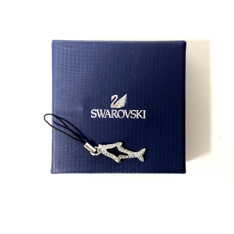 SWAROVSKI 施華洛世奇 藍水鑽 海豚 鯨魚 吊飾 有盒
