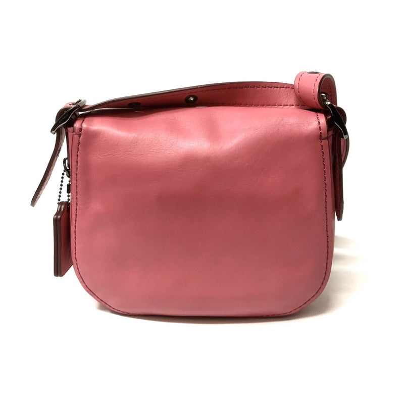 COACH 20115 桃紅色 真皮 掀蓋 馬鞍包 可斜背 保證正品