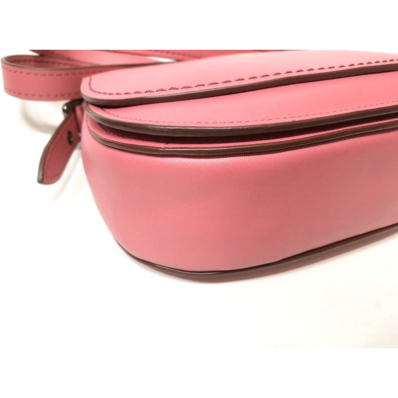 COACH 20115 桃紅色 真皮 掀蓋 馬鞍包 可斜背 保證正品