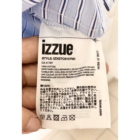 IZZUE 藍色 條紋 長袖 造型襯衫 上衣 全新 吊牌在 XS號 保證正品
