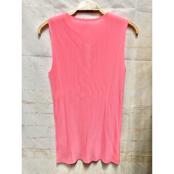 PLEATS PLEASE PP ISSEY MIYAKE 三宅 摺衣 皺褶 螢光粉 無袖 上衣 背心 5號 保證正品
