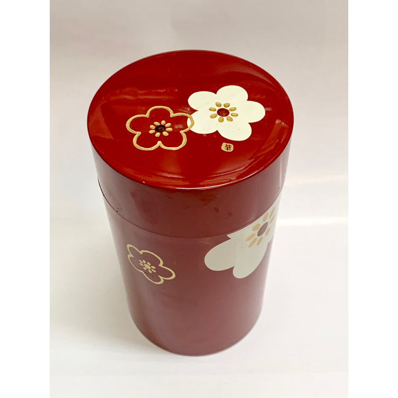 日本製 茶筒 大 朱華文樣梅 全新品
