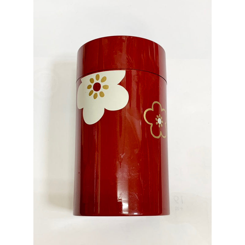 日本製 茶筒 大 朱華文樣梅 全新品