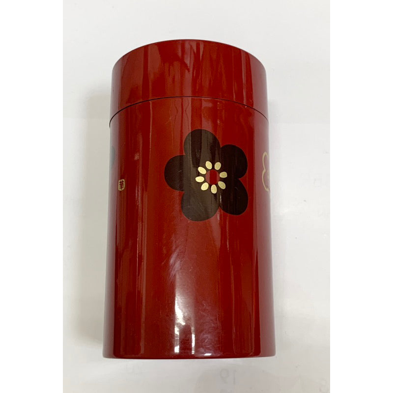 日本製 茶筒 大 朱華文樣梅 全新品
