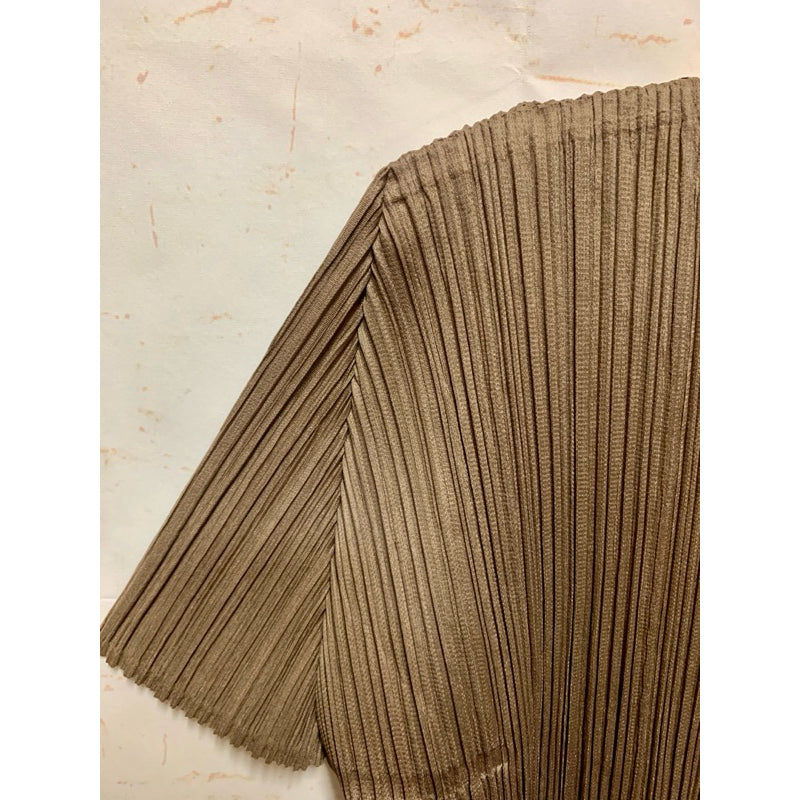 PLEATS PLEASE 皺摺 下擺不規則設計 三宅 咖啡色 4號 上衣 保證正品