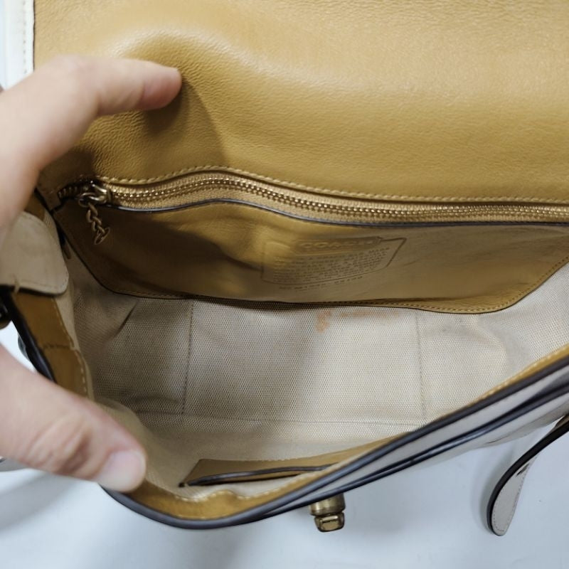 COACH 蔻馳 89139 翻蓋 條紋 拼接 斜背包 保證正品