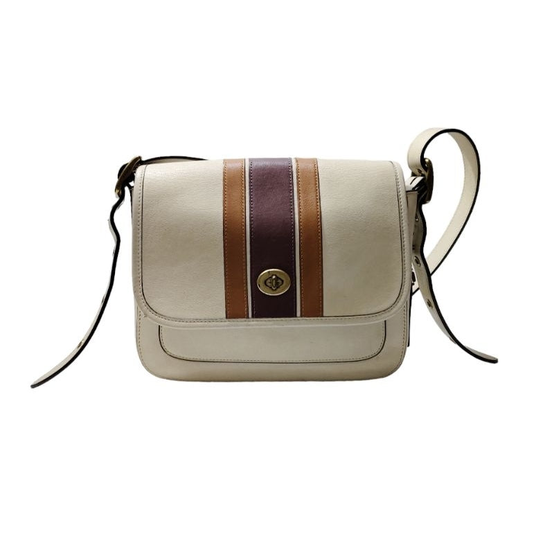 COACH 蔻馳 89139 翻蓋 條紋 拼接 斜背包 保證正品