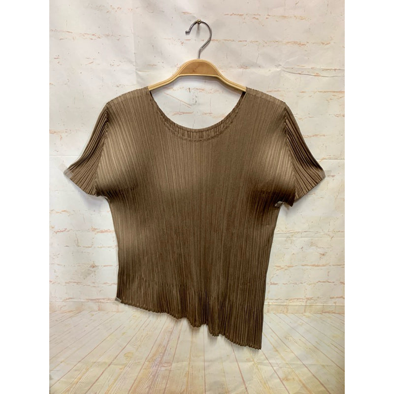 PLEATS PLEASE 皺摺 下擺不規則設計 三宅 咖啡色 4號 上衣 保證正品