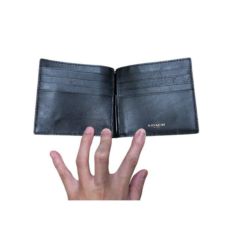 COACH 26009 BLK 黑色牛皮革鱷魚紋卡片短夾 保證正品